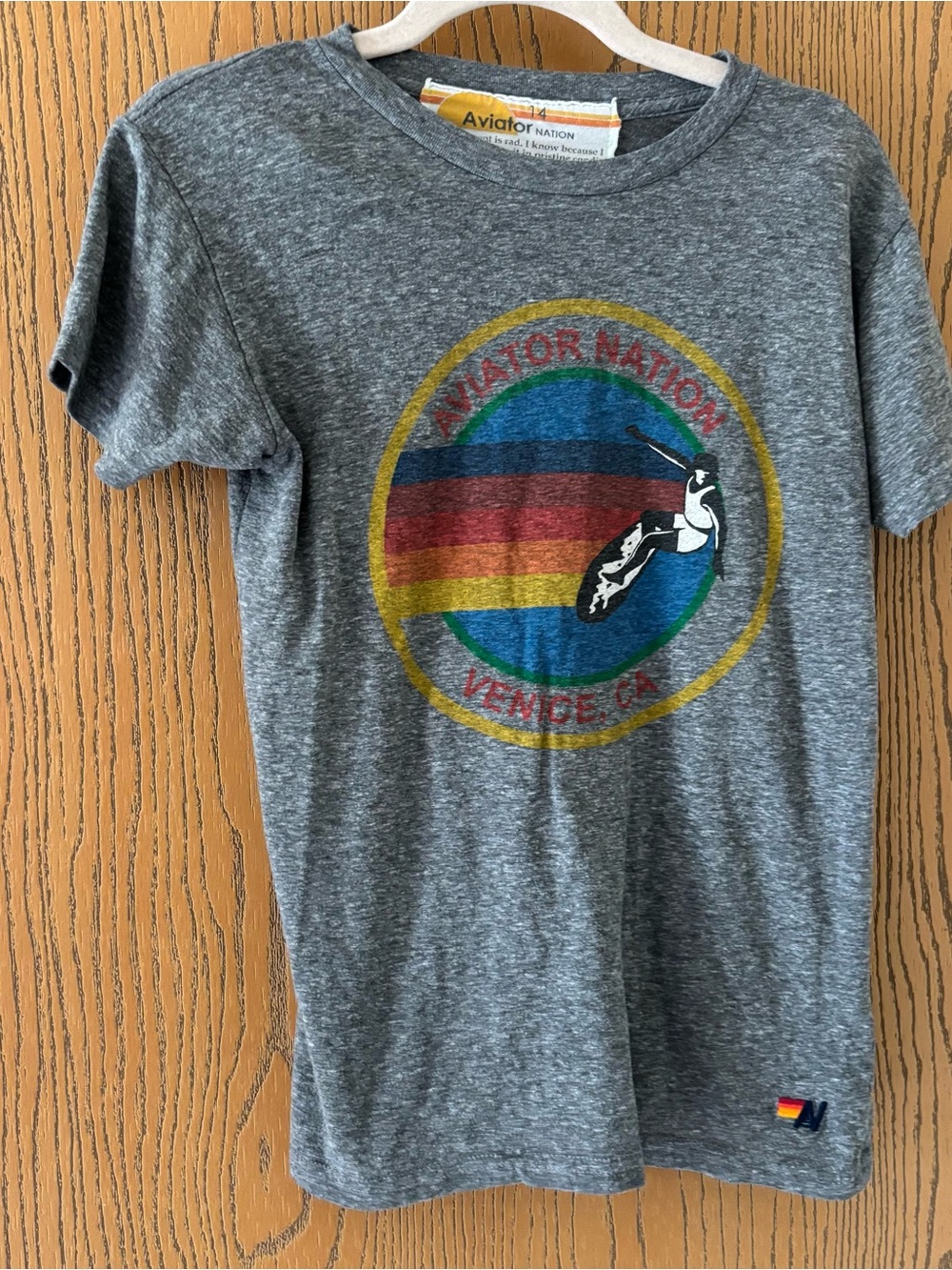 Aviator Nation Gray Girls Logo T-Shirt size 14